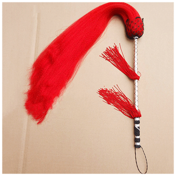 多彩色桔色红色太极拂尘仿马尾真马尾蝇甩子 藤杆红色拂尘