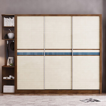 8米大衣柜衣柜推拉门现代简约经济型柜子卧室木质家具组装整体移门 三