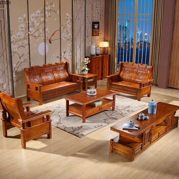 实木沙发组合红椿木香樟木现代中国风新中式沙发客厅整装简约家具 1 1