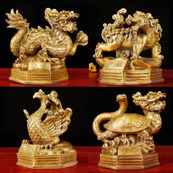 四神兽一套家居风水工品纯铜四大神兽摆件青龙白虎朱雀玄武 特大号四