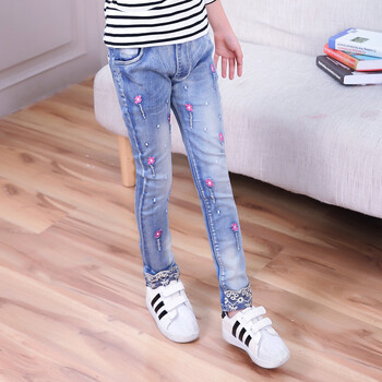 女童牛仔裤春秋2018新款女儿童长裤3-10岁小女孩裤子洋气女童裤潮