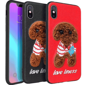 羽铂(yiboo)oppor11狗年手机套毛绒刺绣泰迪狗r9s手机壳防摔r11s刺绣