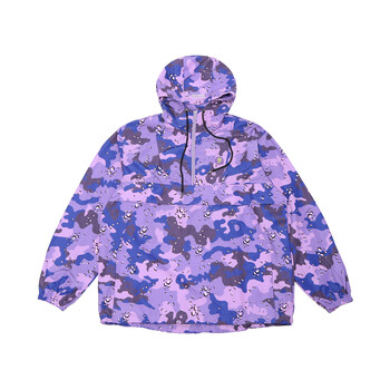 紫色迷彩贴布绣印花冲锋宽松街头嘻哈冲锋衣18fw迷彩冲锋衣冲锋衣套装