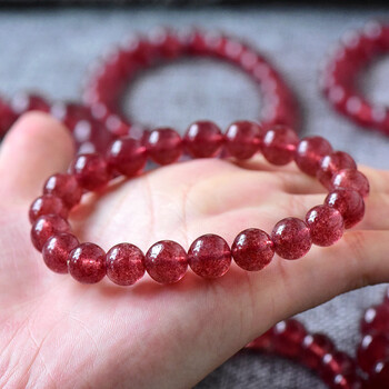 水晶玛瑙 手镯/手链/脚链 皓眸(haomou) 鸽血红草莓晶手链 7a级 超冰