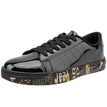 fashion漆皮亮面鞋男鞋女鞋韩版休闲鞋青少年涂鸦潮板鞋社会网红鞋