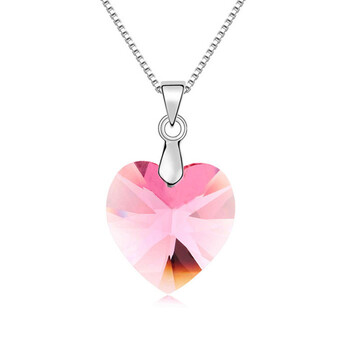 碧靓(beauty) 人工水钻系列 小小多切面心 吊坠 项链 漂亮配银头黑胶