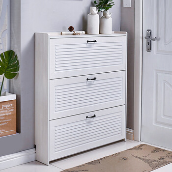 p简约欧式翻斗鞋柜暖白色吸塑环保客厅柜大容量卧室储物柜 苏香桐色三