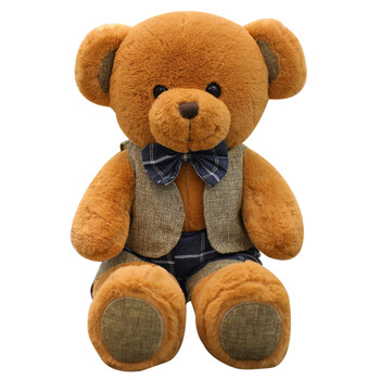 泰迪熊毛绒玩具抱枕熊可爱公仔西装款女孩生日礼物 男款棕色 80厘米