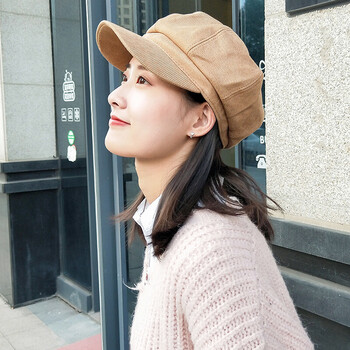 韩版英伦画家报童帽八角帽毛呢贝雷帽 m(54-58cm 贝雷帽斜纹款卡其色