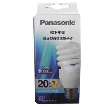 松下（Panasonic）螺旋型节能灯20W E27灯头 4支装 冷光/日光色