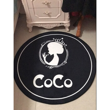 店圆形拍照女装镜地毯试衣间衣帽间个性定制logo店铺名地垫 黑白 头像