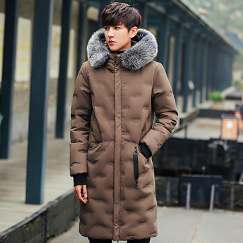 时尚品牌2018冬季连帽棉大衣男韩版中长款加厚棉袄过膝羽绒棉服男士