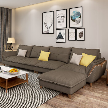 沙发 布艺沙发 简约现代北欧沙发 小户型客厅沙发 乳胶沙发 卡其色