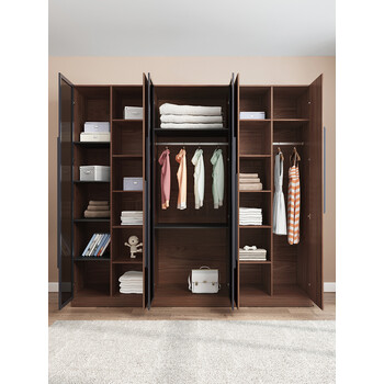 咖啡色 无玻璃门衣柜(b1141q) 单玻璃门 单门