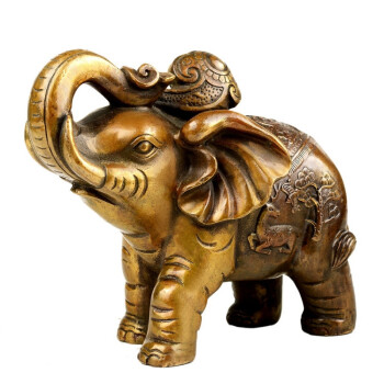 纯铜大象摆件一对吸水象铜象工艺品店铺客厅开业礼品 大号财象元宝款