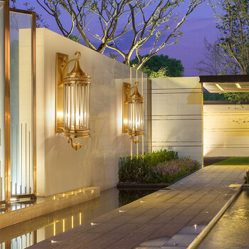 全铜户外防水壁灯欧式美式阳台走廊过道庭院室外别墅大门外墙纯铜灯具