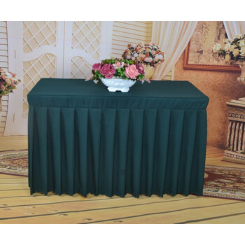 制酒店办公会议桌裙桌布台布套 展会长条签到桌台裙桌会议桌布 墨绿色