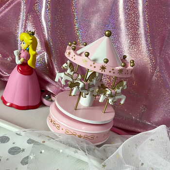 韩风chic少女心软萌可爱旋转木马音乐盒 转动音乐盒 生日礼物摆件