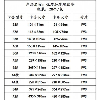 a4硬胶套 透明硬卡套b5 b4 a5 a6 b7 a7 b8资料文件保 a3横内尺寸:420