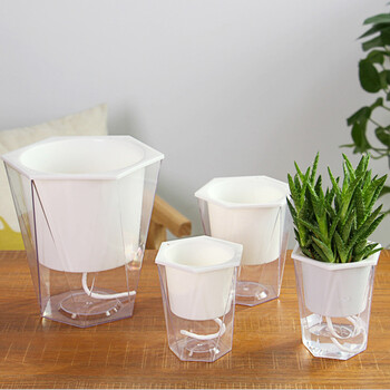 欧林泽菱形全透明自动吸水花盆懒人免浇水盆器水培植物多肉盆栽种花有机玻璃简约创意花瓶u05中号 宽13 高15厘米 图片价格品牌报价 京东