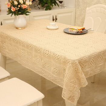桌布罩件娄空餐桌布棉桌布钩针镂空茶几布简约田园色台布家用餐桌布艺
