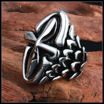 创意湾 男式欧美复古克罗心风格十字突刺戒指钢指环饰品 美围7号_现价