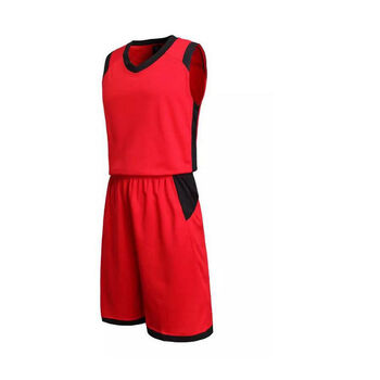 圆领纯色篮球服套装 空包版比赛球衣 红色 5xl
