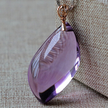 旭元水滴型18金伴钻紫水晶吊坠天然水晶紫水晶规格321711mm