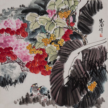 8公益拍卖陈忠南花鸟国家一级美术师中国美术家协会会员