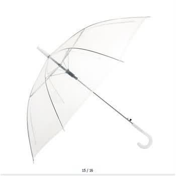 长柄雨伞 学生雨伞纯色创意透明公主伞 加固透明伞白色