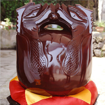 樟木老料木鱼道教佛教寺庙佛堂实木大木鱼宗教用品法器一套 28寸黄色