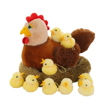 鸡公仔鸡年老母鸡公仔会叫鸡窝孵小鸡公鸡儿童教学毛绒玩具活礼品 10