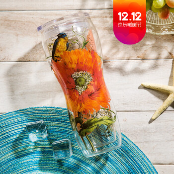 创意实用双层隔热玻璃杯子 美式男女随手杯啤酒杯果汁杯喝水杯 d款