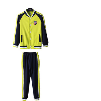 幼儿园园服春秋装小学生校服秋季套装儿童班服英伦风三件套新 荧光绿