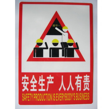 安全生产 人人有责 安全标识指示牌 pvc标牌 施工工厂注意安全警示牌