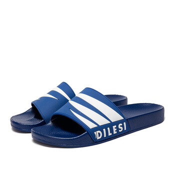 一字拖鞋男潮个性情侣平底厚拖鞋韩版防滑浴室内外沙滩拖鞋女 蓝白 43