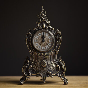 新款欧式仿古静音座钟古典台面创意时钟复古金属卧室坐钟表