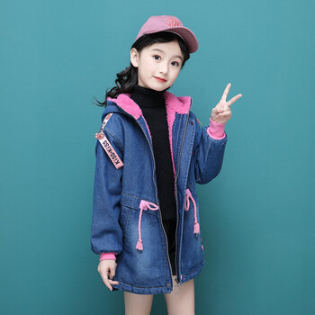 5-12岁小孩子中大童学生连帽上衣棉服棉袄 蓝色 120码 建议身高110cm