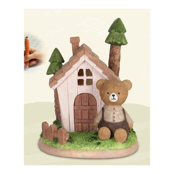 可爱卡通房子带灯笔插 桌面装饰摆件学生礼品 1027-2b小熊带灯笔插