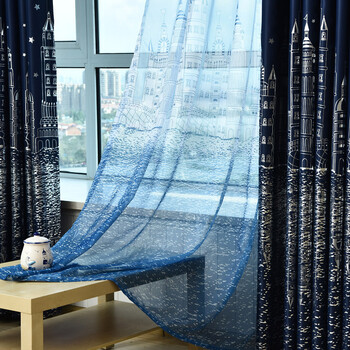 新款窗帘成品简约现代客厅地中海卧室清新租房隔热遮光布料飘窗j 青色