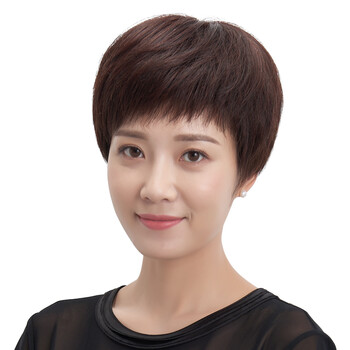 佰丝堂假发女短发女士妈妈假发套中老年发假真发短直发包邮 自然黑