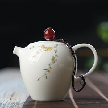 壶茶具 白瓷象牙白陶瓷家用 手工小茶壶带单壶 美人壶