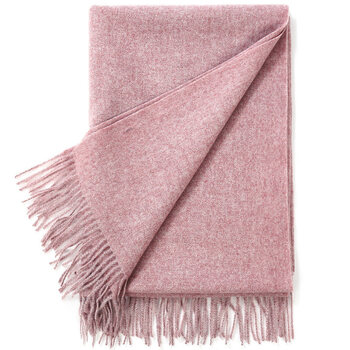 加厚纯色羔羊绒披肩秋冬季女韩版百搭围巾女士两用羊毛保暖 浅枣红