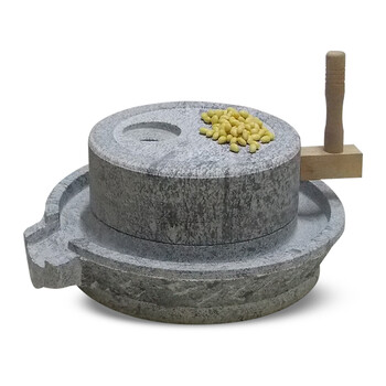 盘小石磨家用迷你手工青石手摇老石磨手动小型磨米粉豆浆机 7寸带木架