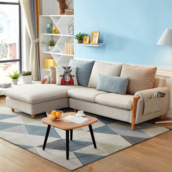 全友(quanu)北欧简约布艺沙发客厅家具组合小户型转角沙发可拆洗