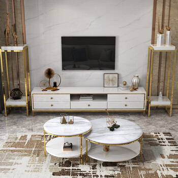 客厅家具 边桌/茶几 叶芝 叶芝 大理石茶几北欧圆形茶桌简约后现代