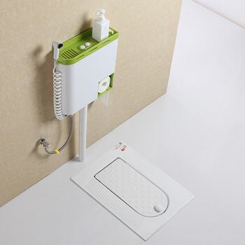 套装带盖板蹲便器整套家用防臭陶瓷蹲厕蹲09 单只带弯前出水(合格品)