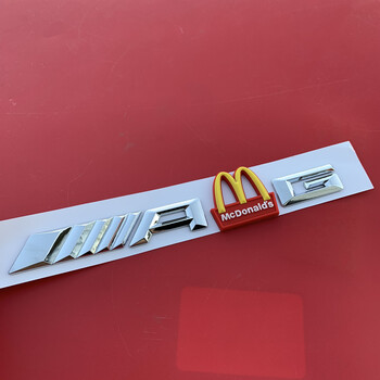 m2 m3 m4 m5 m汽车贴后尾标奔驰amg改装标志车标 银色amg(尖字体)