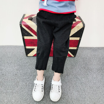 裤2018春装新款宝宝哈伦裤童装儿童裤子小女孩收脚腰长裤 黑色 120cm