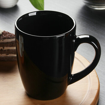 hyu合信 陶瓷简约马克杯 漫咖啡款水杯 咖啡杯 可印制logo冷饮杯 黑色